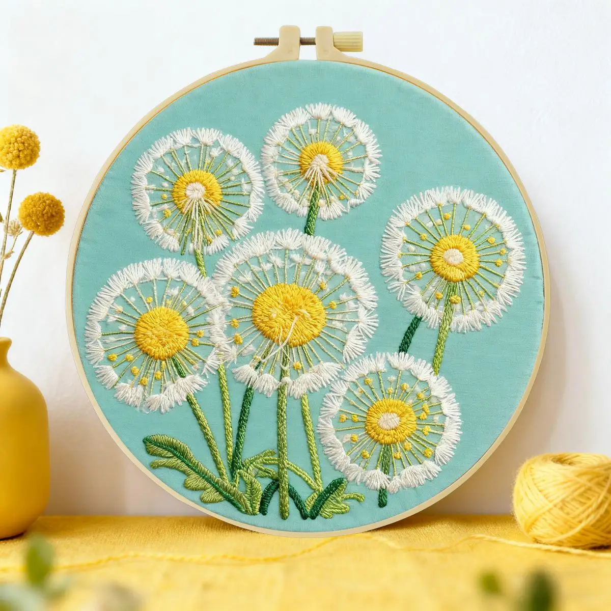 1pc 20X20CM/15X15CM 7.87/6.3inch Dandelion Embroidery Starter Kit DIY kit DIY embroidery kit manualidades Sewing Art Needle Art