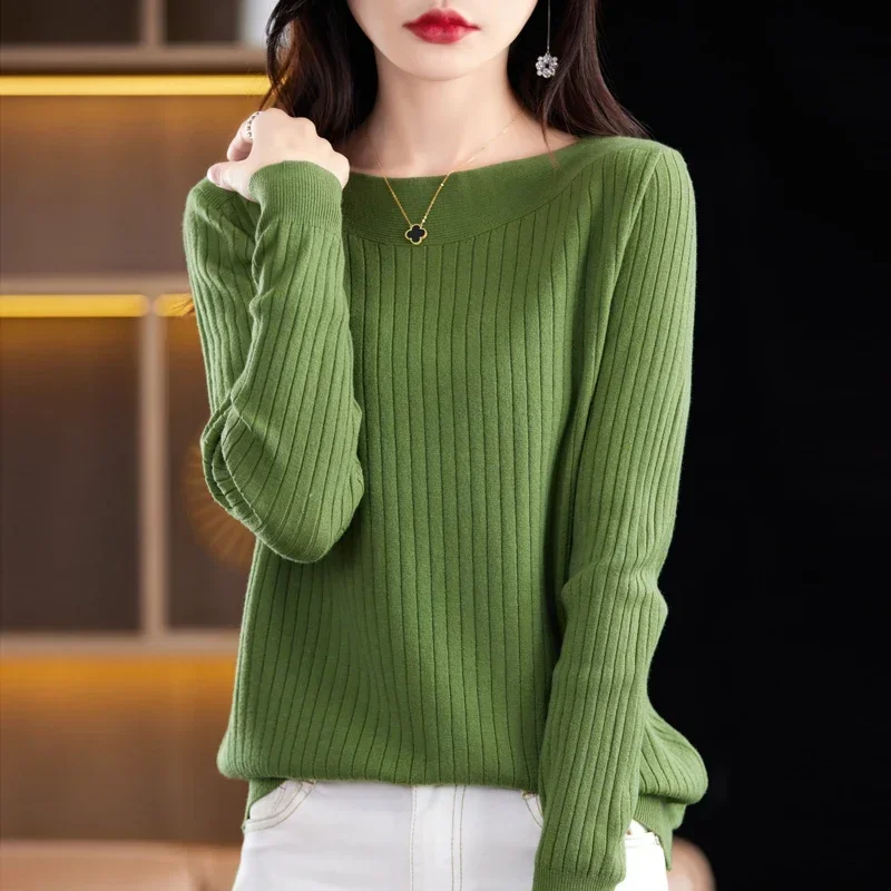 

Women Wool Sweater O-Neck Loose Casual Pullover Autumn And Winter Long Sleeve Knitwear Solid Color Fashion Clothing Tops 2024