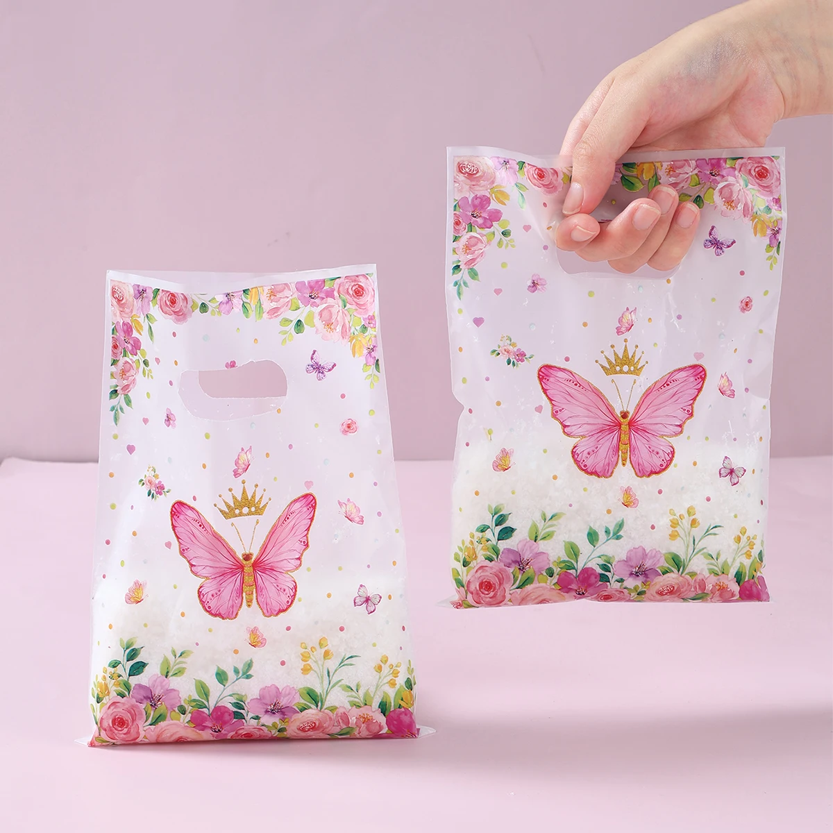 

50pcs Pink Purple Butterfly Candy Cookie Bags Butterfly Theme Birthday Party Decorations Kids Girl Baby Shower Candy Gift Bags
