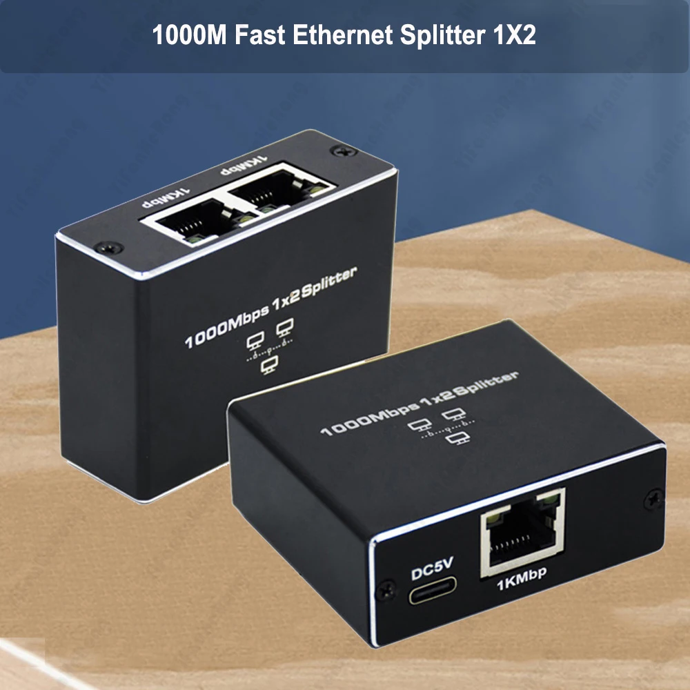 RJ45 Splitter 1In 2Out 1000mbps 2 Port 1GB Connector Adapter 1 to 2 Ways Lan Ethernet 1x2 Gigabit Coupler Connect Network Switch