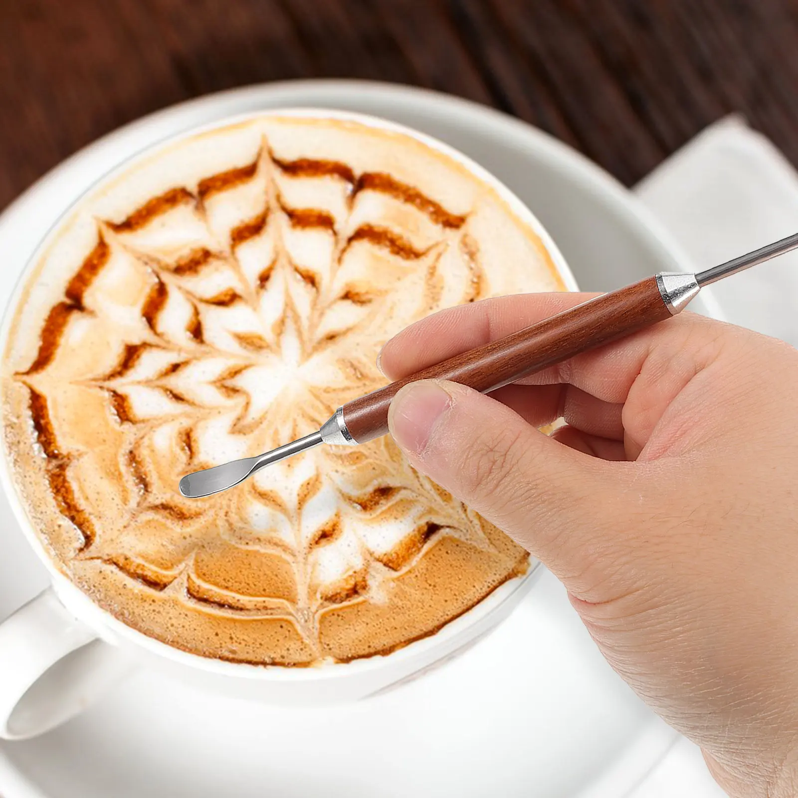 2Pcs Stainless Steel Latte Art Pen with Spiral Tip Wide Needle Spoon Design for DIY Coffee Foam Drawing Latte Art Needle Coffee