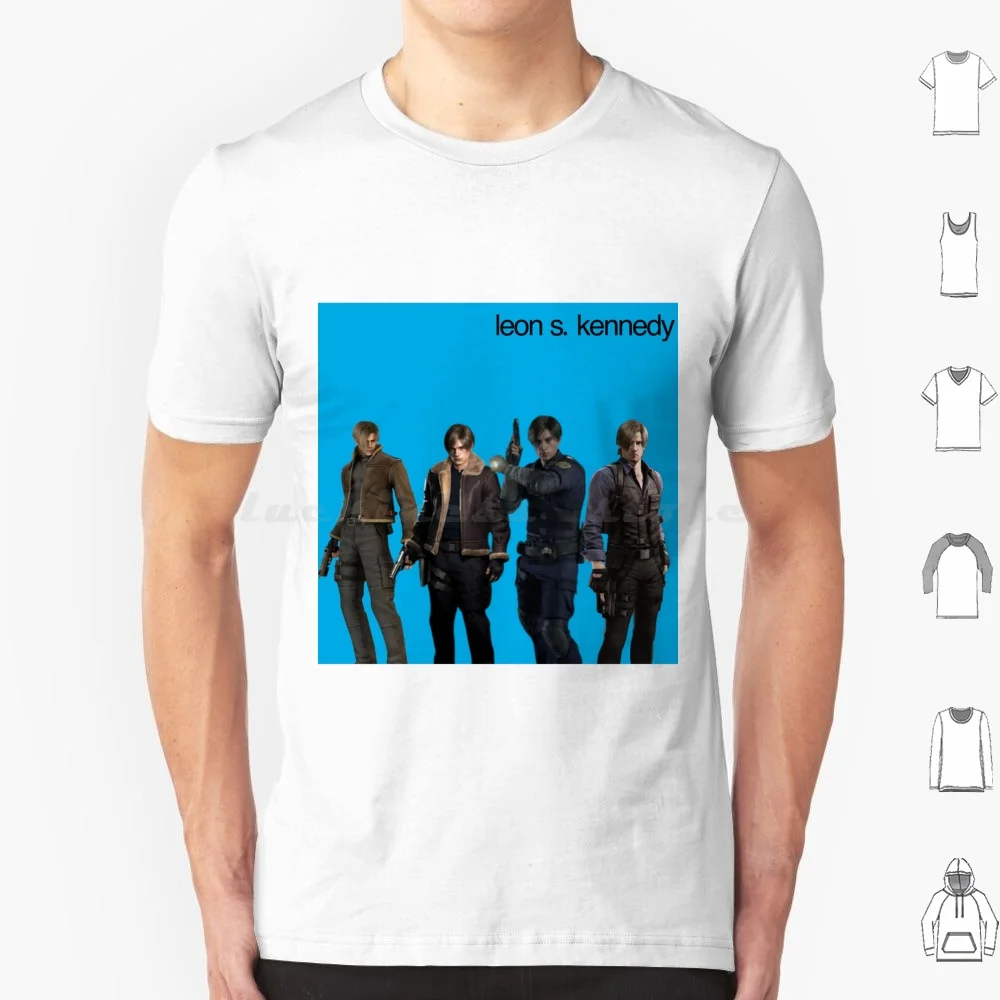 

Синяя футболка Леона Кеннеди из хлопка для мужчин и женщин DIY Print Re4 Re4r Re4remake 4 4 Remake 6 2 Re2 Re2r 2 Remake Leon Kennedy Blue