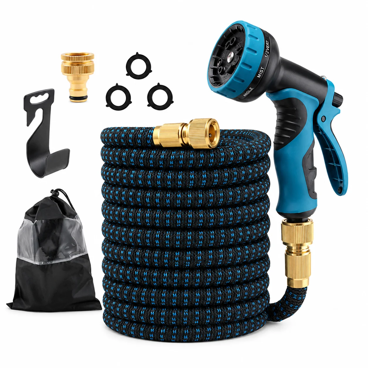 Expandable High Pressure Garden Hose and Spray Gun Set