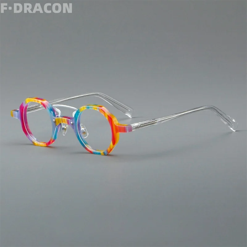 F·DRACON New Board Eyeglass Frame Retro Round Men's And Women's Glasses Frame High-quality Optical Prescription Frame 5816