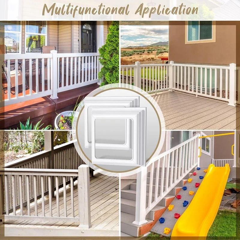4x4Inch Vinyl Post Skirt-White Post Base Cover Trim for Wood and Vinyl Posts,Deck and Porch Column,Stair Rails-Set of 4-A73M view 6