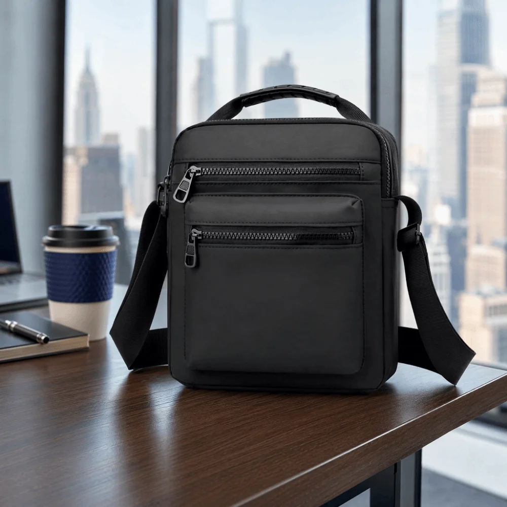 Wear-Resistant Men Sling Bag Oxford Fabric Adjustable Strap Crossbody Bag Zipper Closure Lightweight Design Oxford Shoulder Bag