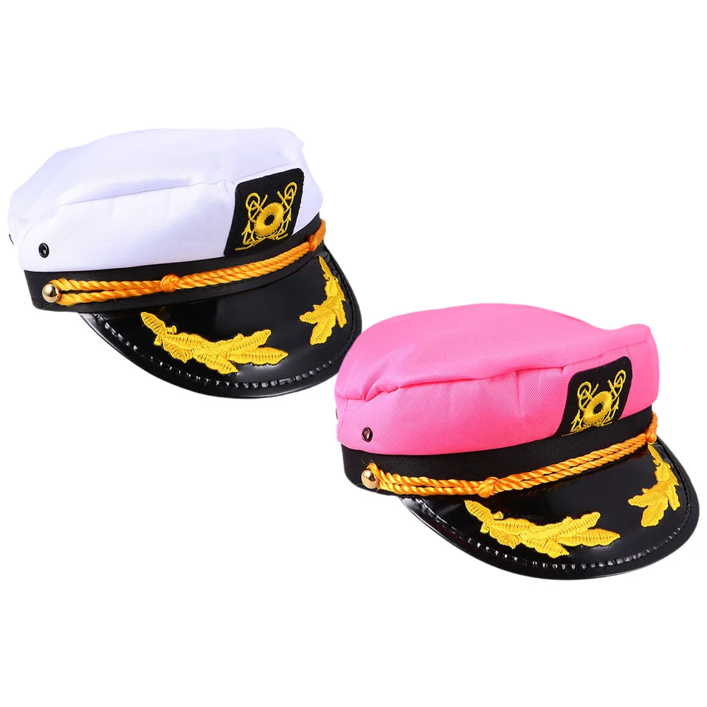 

2 Pcs Captain Sailors Hat Party Boat Captains Polyester Decoration Bride