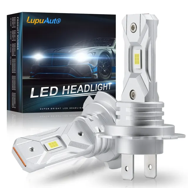 2x żarówka LED H7 1:1 mały rozmiar lampa czołowa bezprzewodowa 18000lm CSP chipy LED H7 żarówka samochodowa LED do reflektorów 6000K białe 12V