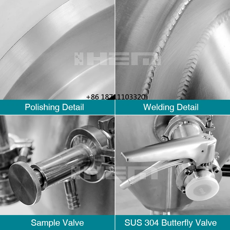 Bierfermentationstank aus Edelstahl 304, 500 Liter, 600 Liter, 60-Grad-Gärgerät mit Mantel