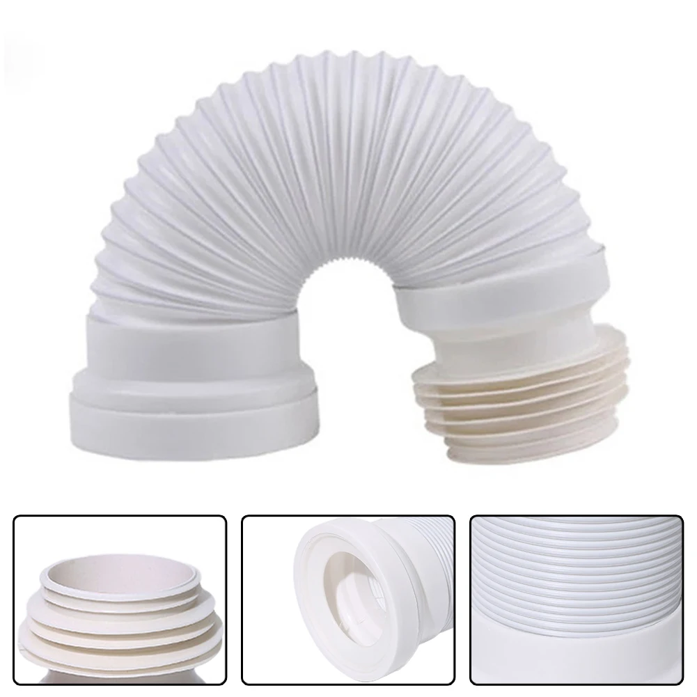 White PVC Flexible WC Pan Connector Toilet Waste Long 250mm-500mm Bathroom Accessories WC Pan Connector