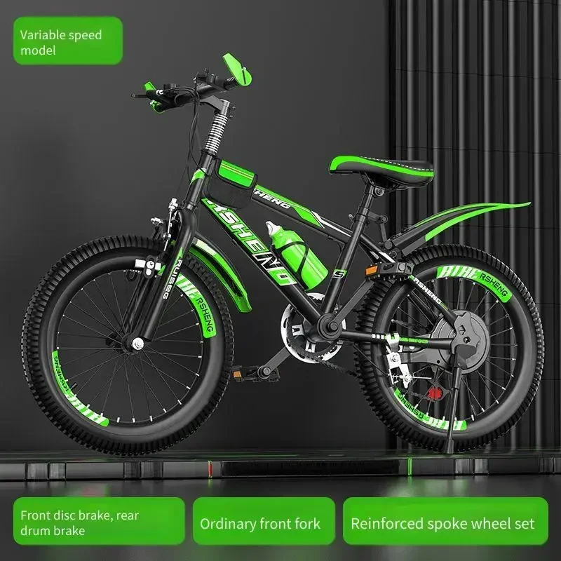 Schwarz-grünes Mountainbike für Erwachsene und Kinder, 18–24 Zoll, Studentinnenfahrrad mit variabler Geschwindigkeit für Jugendliche, Fitness und Training