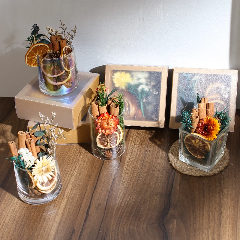No-Flame Cinnamon Aromatherapy Cup Handmade DIY Dried Flower Material Decorative Ornaments Home Decoration Living Room Decor