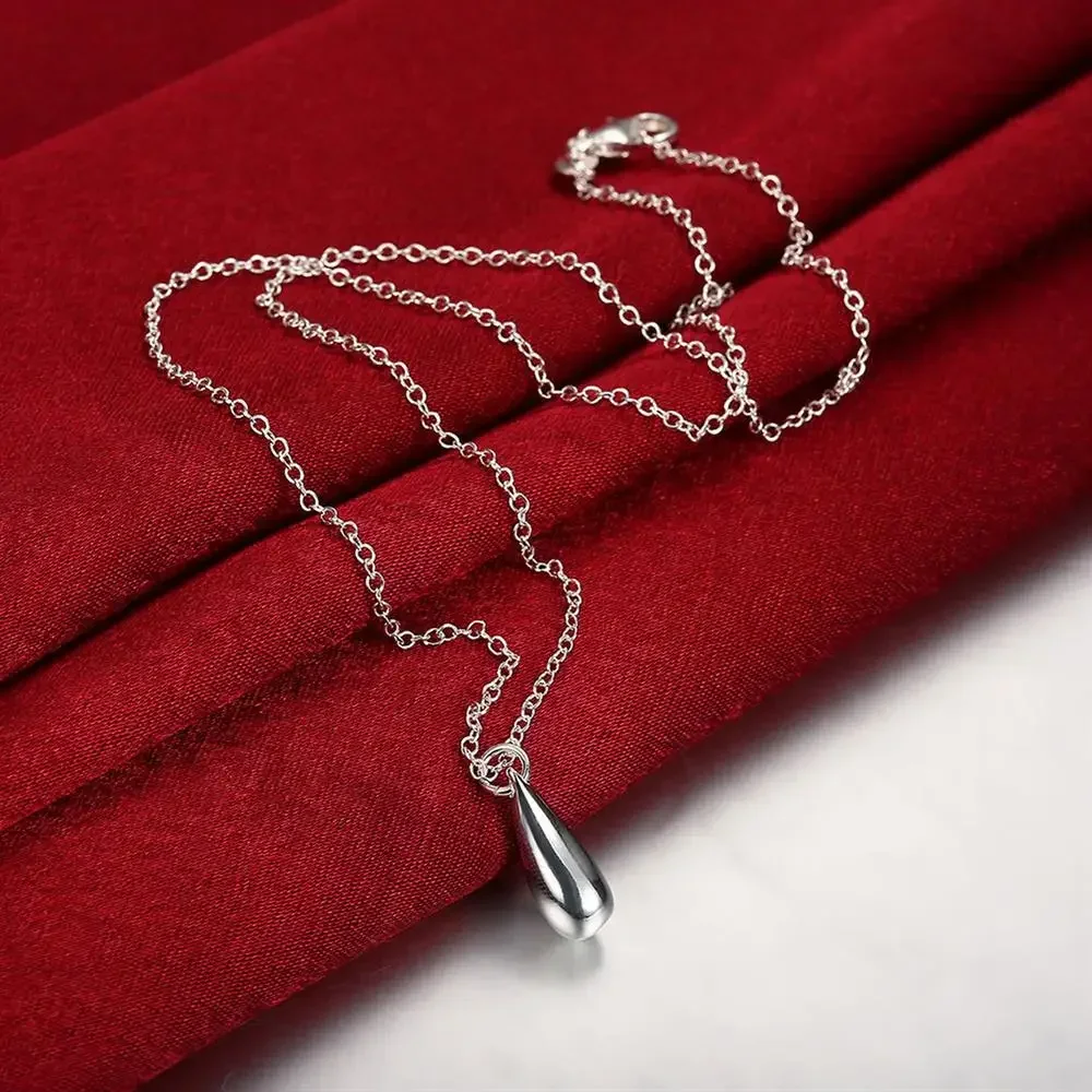 Fashion Brand 925 Sterling Silver Necklace For Women Luxury Jewelry Water Drop Chain Pendant Christmas Gifts Wedding Charms