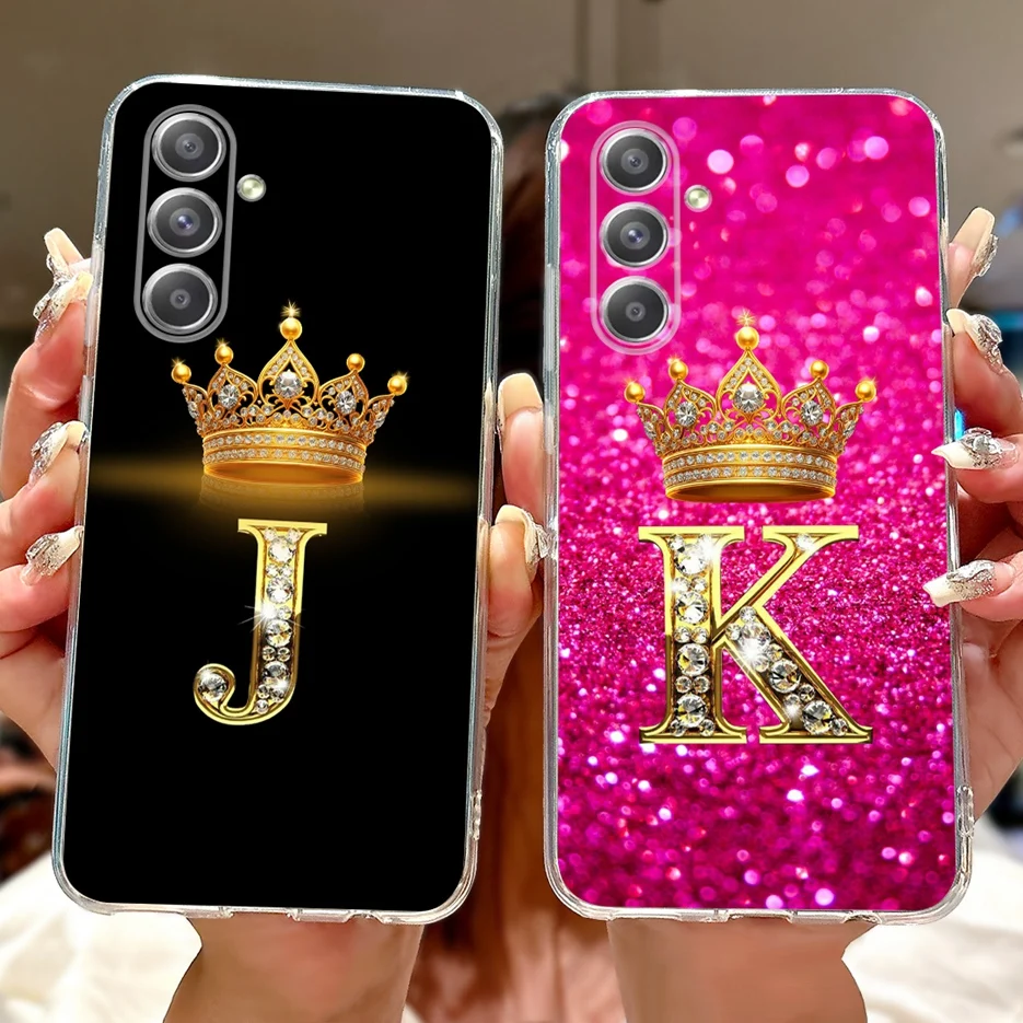 For Samsung Galaxy A55 5G Case Cute Crown Letters Cover Soft Slim Phone Case For Samsung A55 A 15 25 35 Galaxy A15 Fundas Bumper