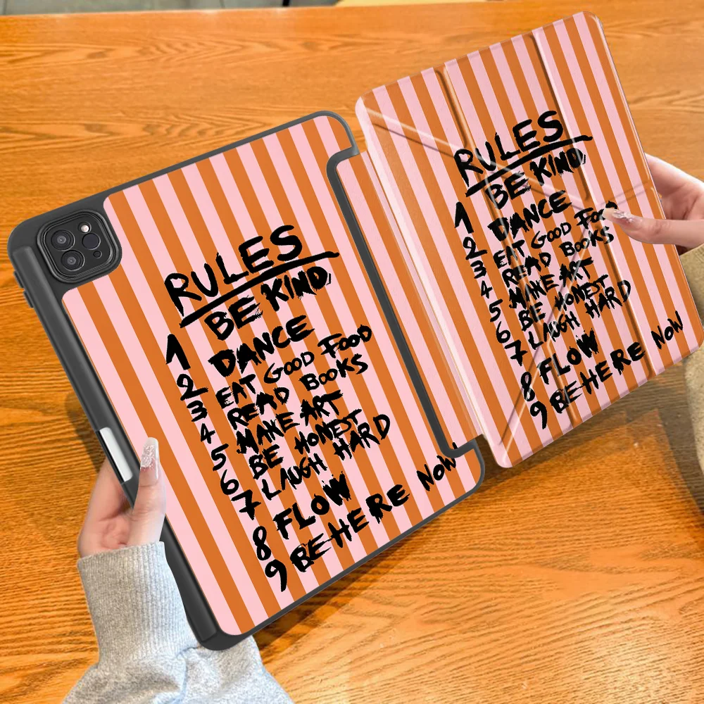 Tablet Case For iPad 12th 9th 11th Pro M4 13 2025 2026 Air 8 M2 M3 3 Mini 7 6 5 10th Gen With Pen Slot Cover Vertical Stripe