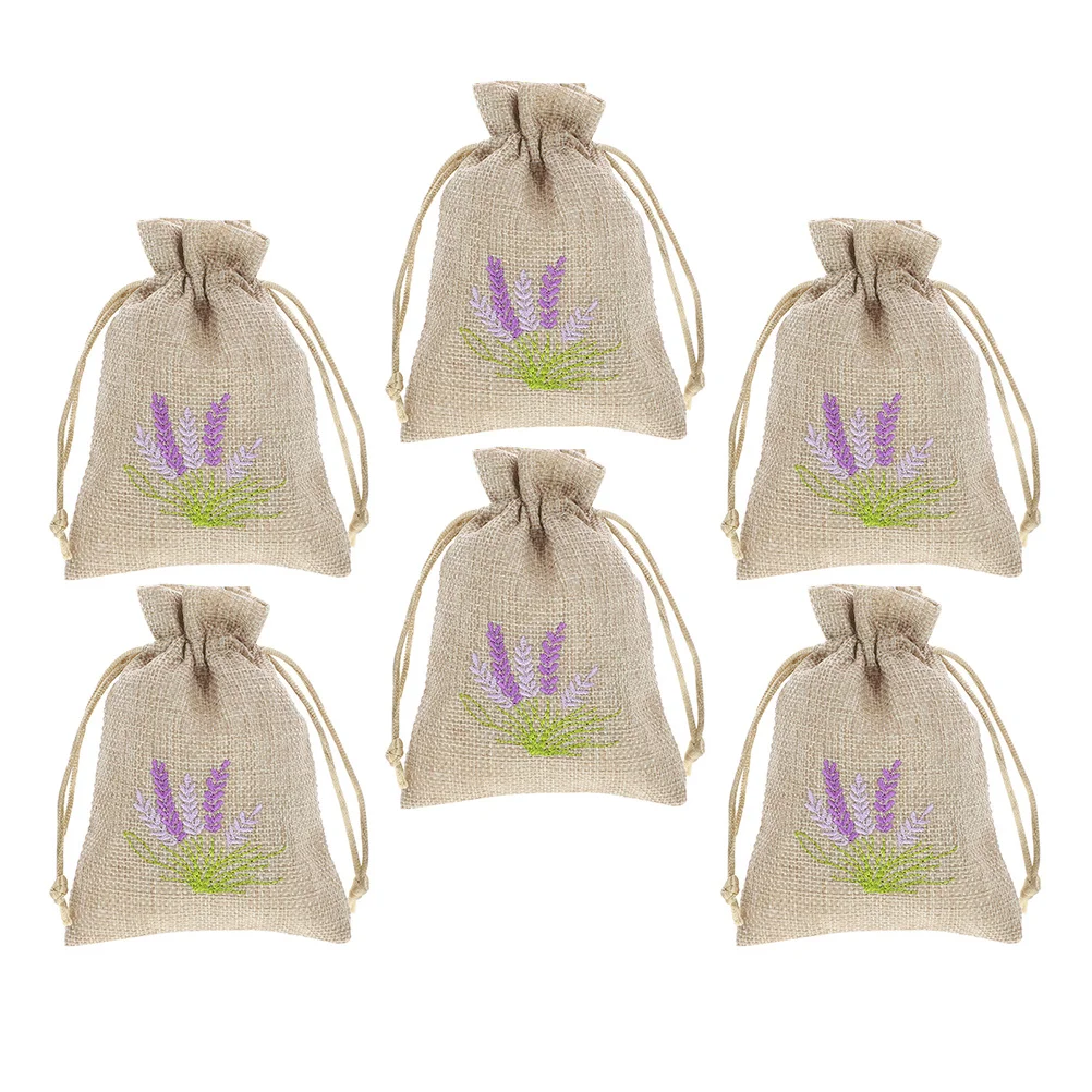 Bolsas de lino con cordón, bolsas florales vacías para aromaterapia, decoraciones de boda, recuerdos de fiesta, almacenamiento de monedas y joyas, 6 uds.