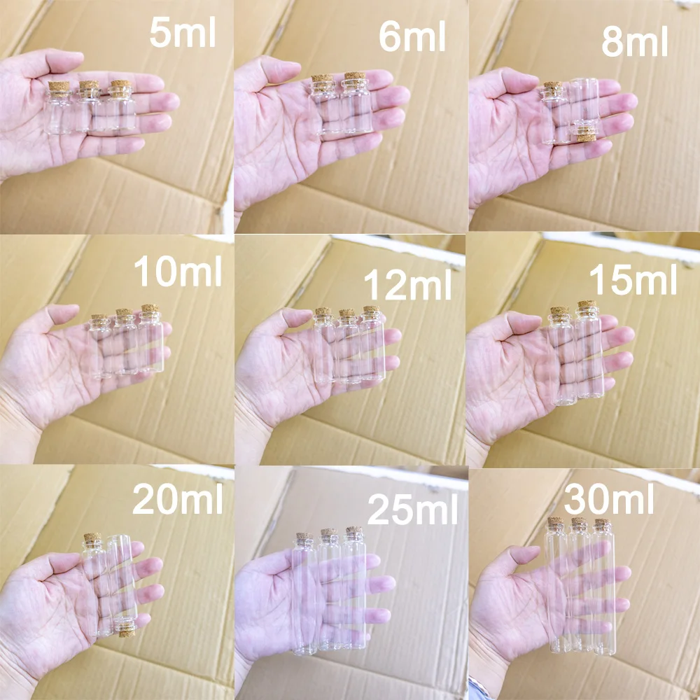

50PCS Mini Glass Bottle DIY Jars Message Vials Cork Mini Decoration 22mm Diameter Small Containers Jars Transparent Drift bottle