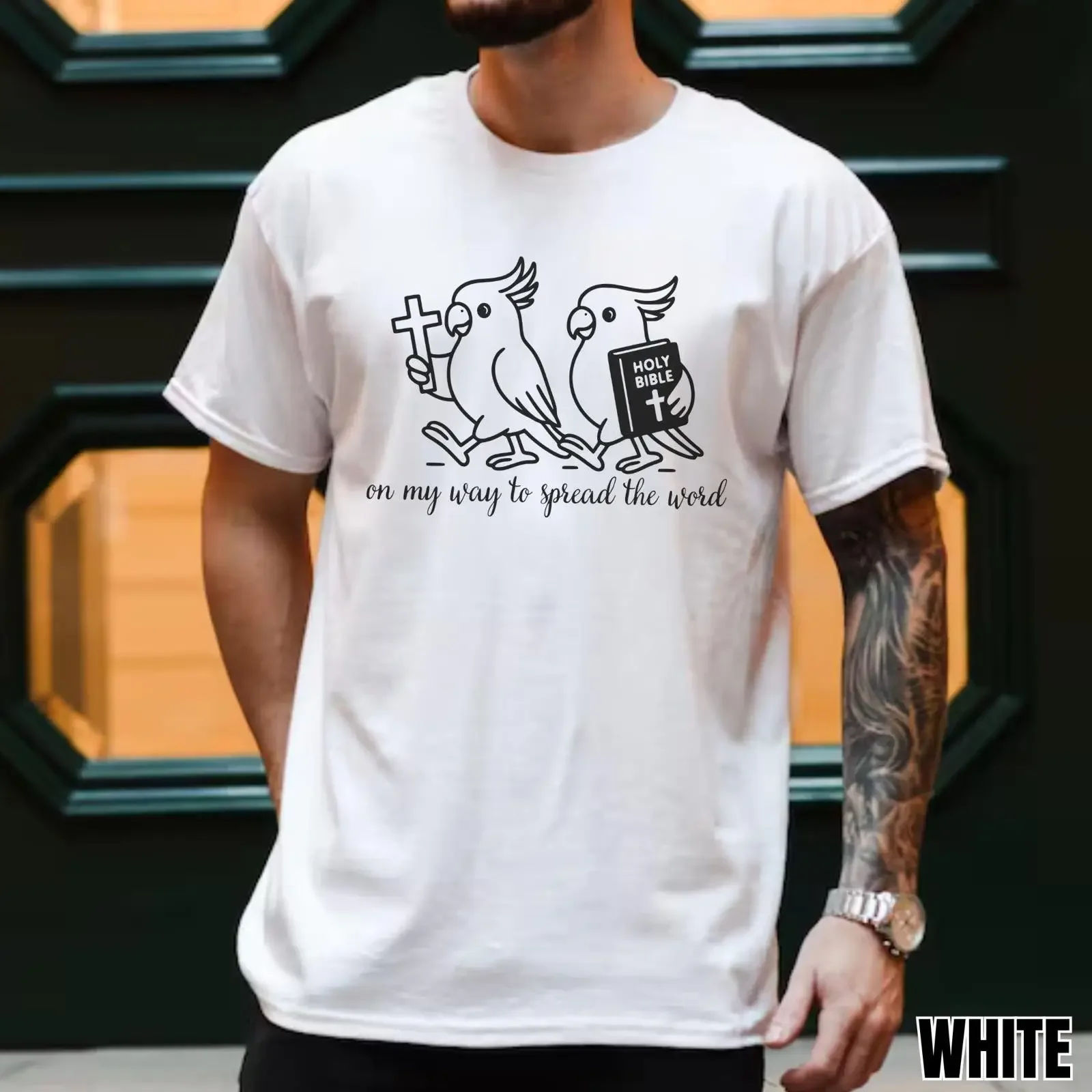 On My Way To Spread The Word Holy Bible Bird Christian Funny T Shirt Religious Faith  vintage Washed designer clothes Casual