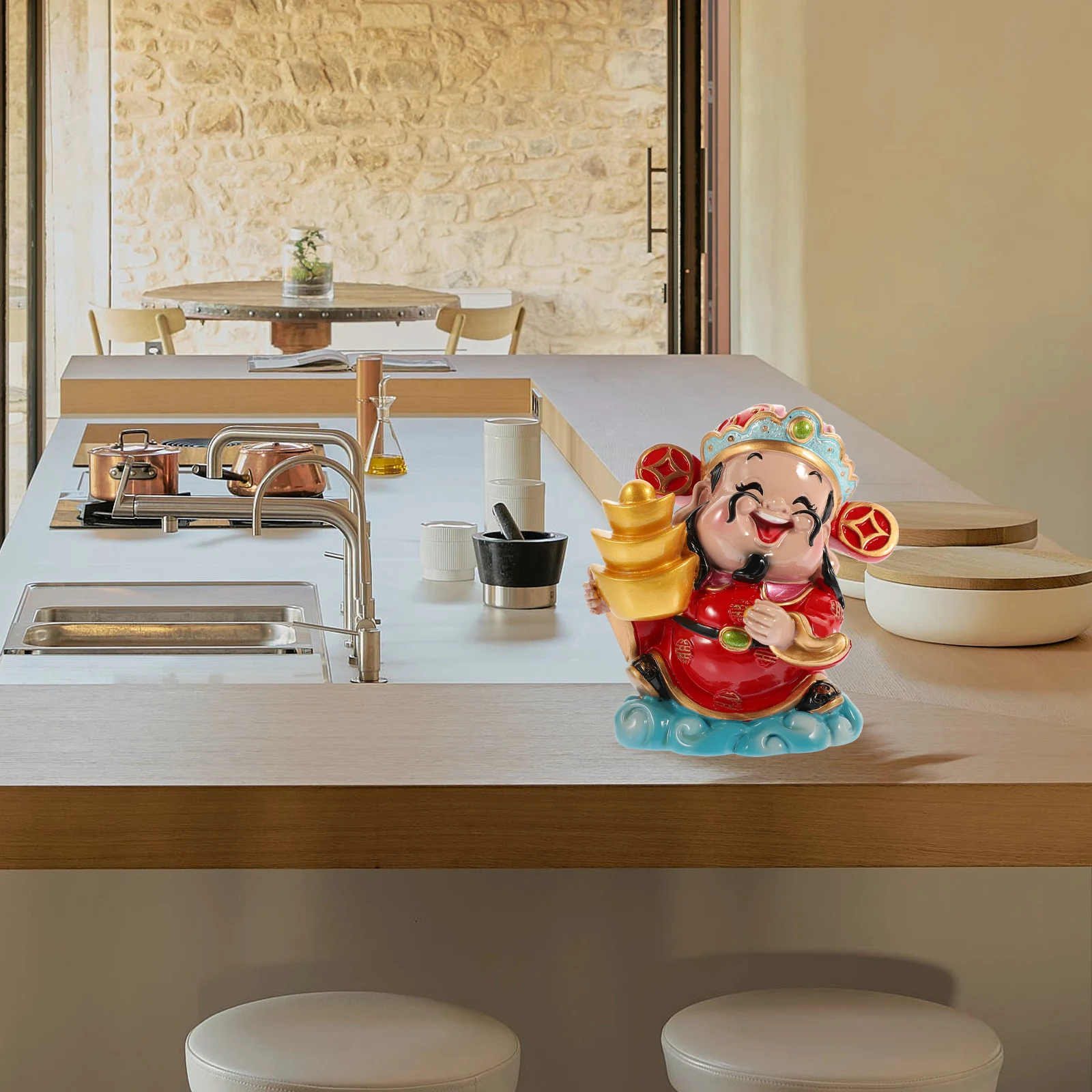 

God of Wealth Statues Resin Decor Lucky Home Office Cartoon Figurines Wealth Blessing naments Chinese Style Art Gifts