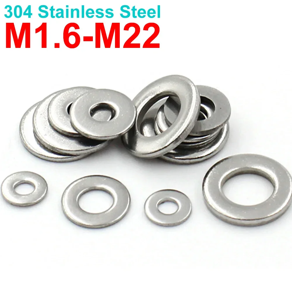 2-100pcs M1.6/M2/M2.5/M3/M4/ M5/M6/M8/M10-M22 Large Flat Washer(Din9021)304 Stainless Steel Big Metal Gasket Meson Plain Washers