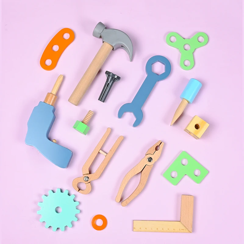 Montessori Toy Nut DIY Wooden Disassembly Screw Children Multifunctional Repair Tool Set Wooden Toys Multi Function Tool Desk