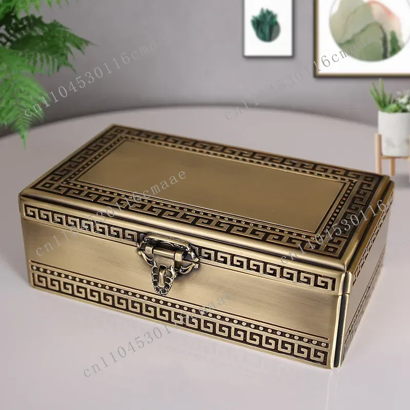 New Rectangular Jewelry Box, Large-sized Iron Box, Office Desk Storage Box, Ring Holder for Storing Jewelry