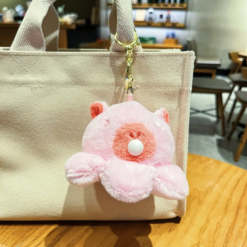 New Octopus Blowing Bubbles Capybara Doll Keychains Cartoon Cute School Bag Pendant Plush Gift Plush Keyring