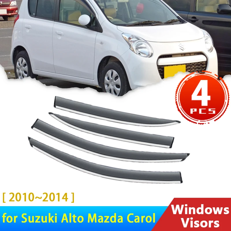 Deflectors for Suzuki Alto Mazda Carol VII 2010~2014 Accessories Car Window Visor Windshield Rain Eyebrow Awning Trim 2013 2011