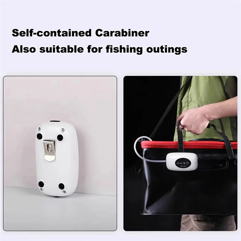 ABFKL Aquarium Air Pump USB Rechargeable Oxygen Pump Fish Tank Bubbler High Capacity 4800MAh Lithium Battery, Double Vent Hole