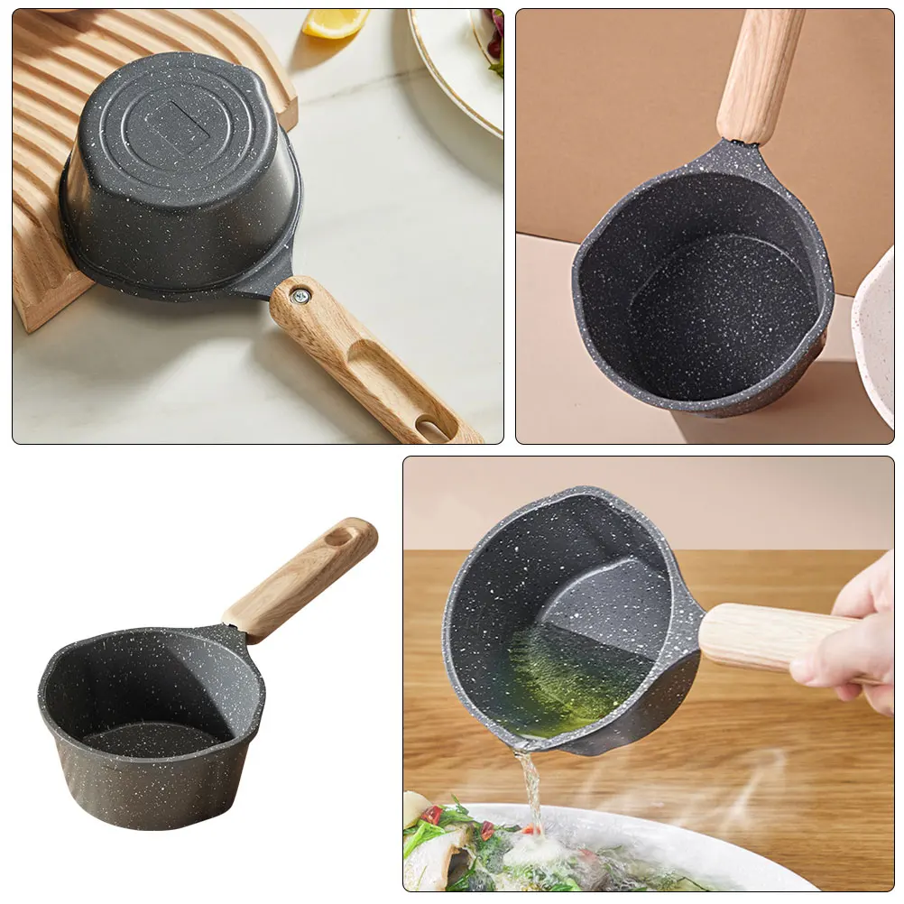 

Thickened Milk Pot White Aluminum Alloy Spout Small Nonstick Heat Resistant Kitchen Sauce Portable Metal for Home