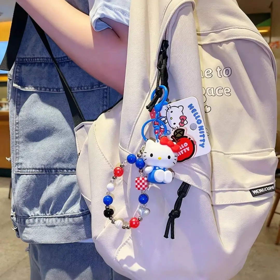HelloKitty Storage Bag Pendant Large Capacity Bead Chain Bag Pendant KT Cat Creative Doll Keychain