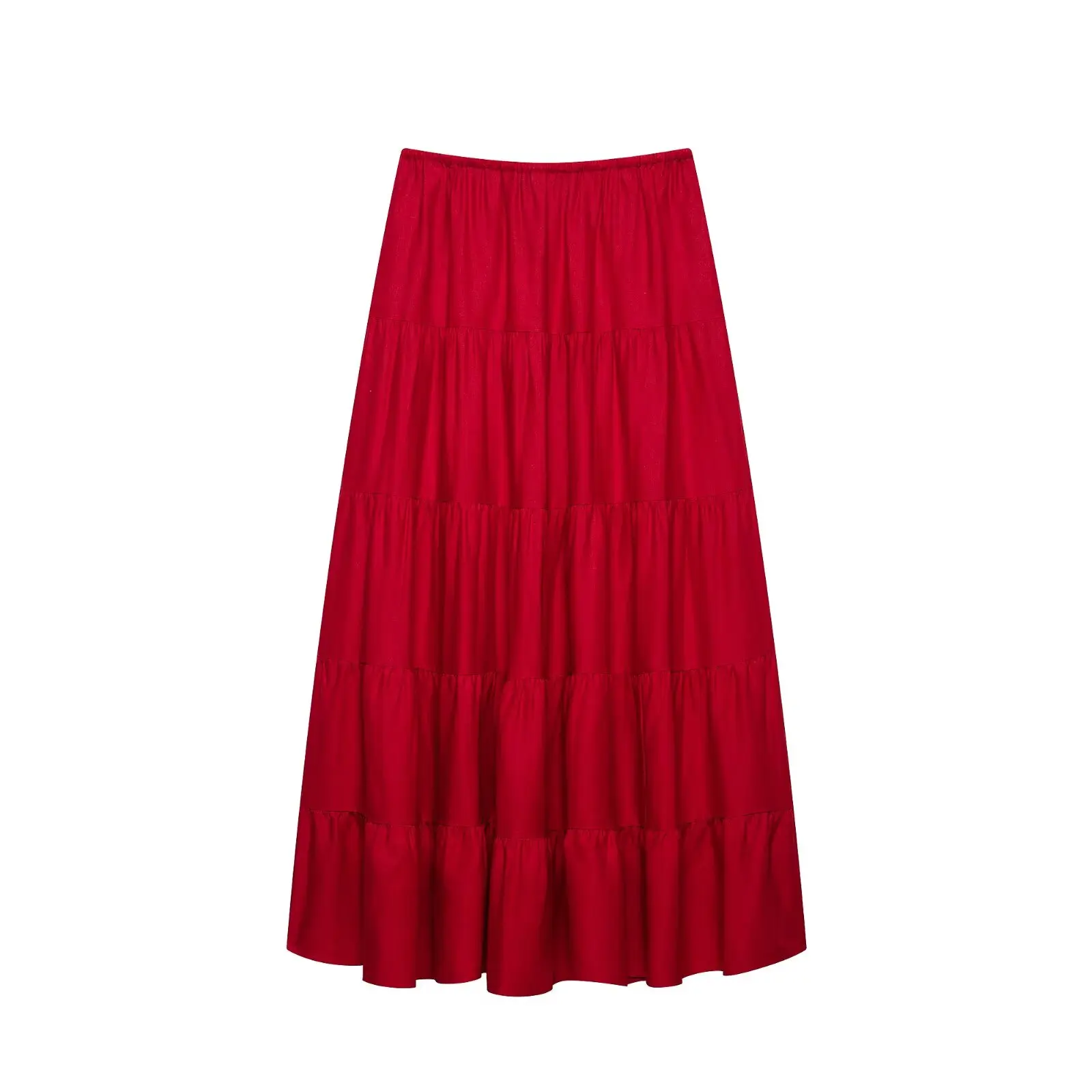 HH Elegantes Damen-Set in Rot, 2-teilig, mit Neckholder-Crop-Top und Stufenrock, Sommer-Outfit für Hochzeitsgäste und Urlaub – Detail 14