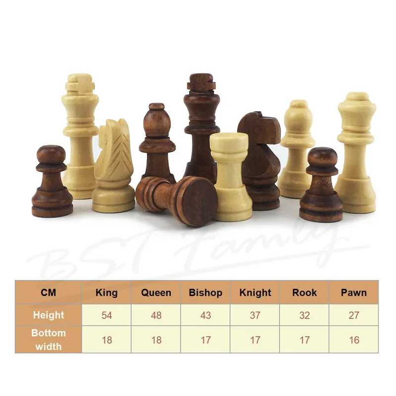 Luxury King Height  54/65/80/105mm Wooden Chess Game Chess Pieces Set Wooden Chess Set for Table Game Complete Chessmen