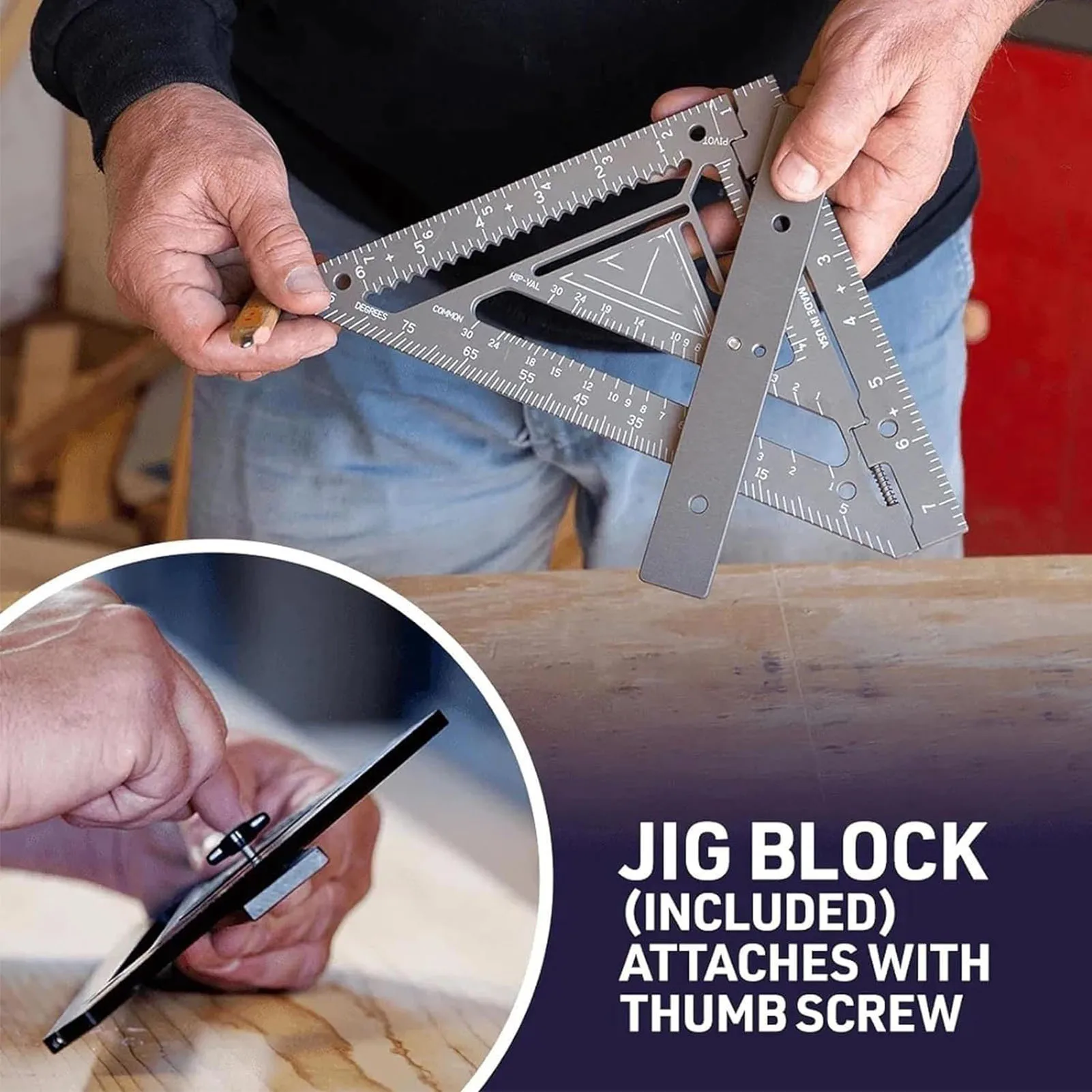 Rafter  Tool Aluminum Alloy Triangular Ruler Layout Measuring Tool Carpentry  with Jig Block Layout Measuring Tool