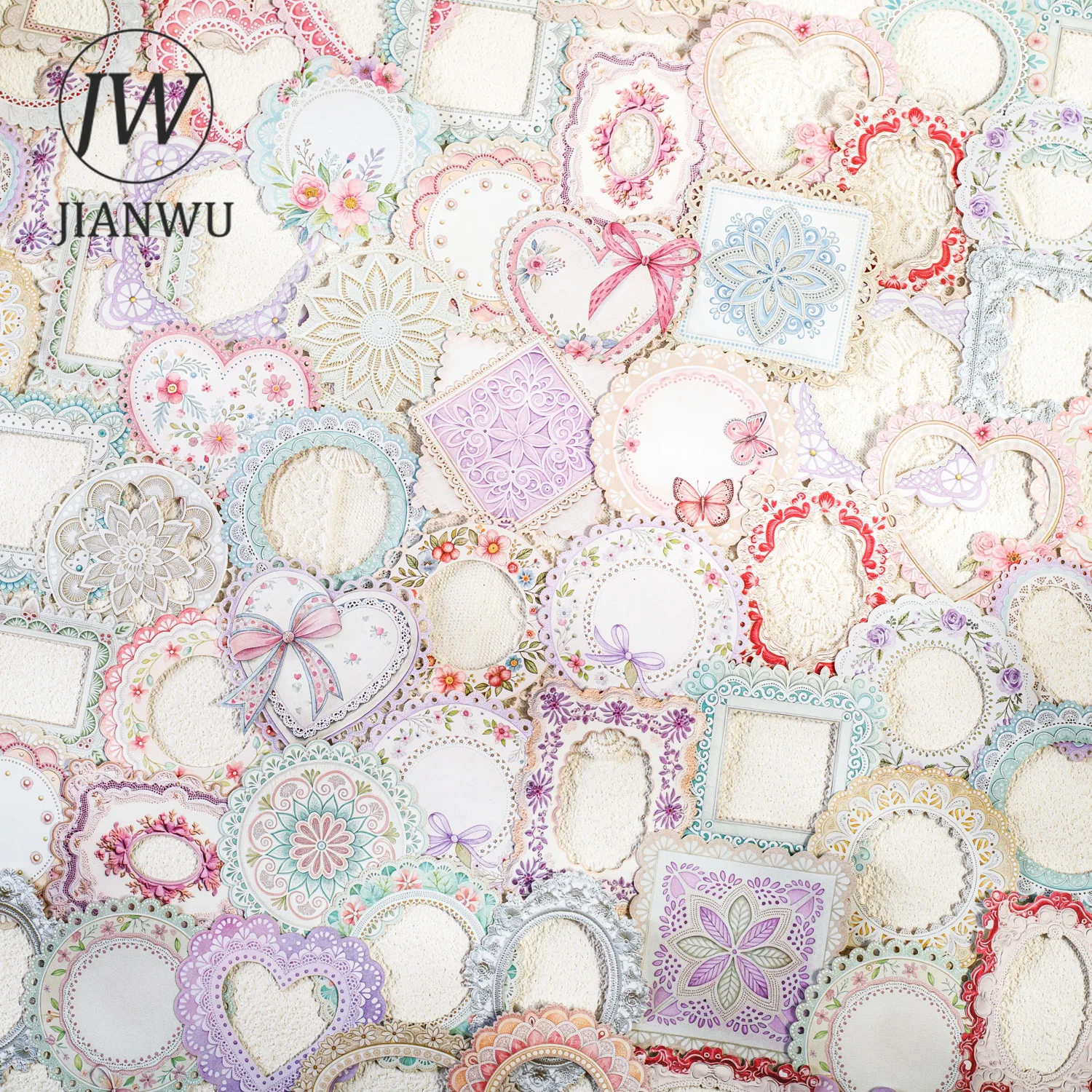 

JIANWU Lace Pattern Series Vintage Lace Flower Hollow Border Landscape Material Collage Sticker Creative DIY Journal Stationery