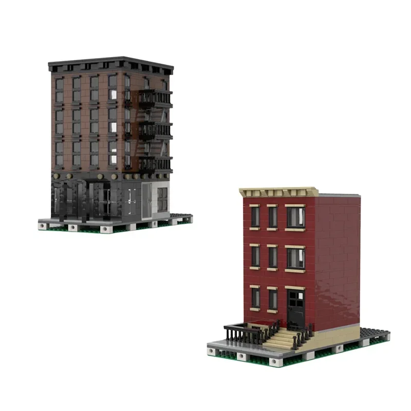 Street View Modell MOC Bausteine New York Apartment Haus Modulare Technologie Geschenke Urlaub Montieren Kinder Spielzeug Anzug