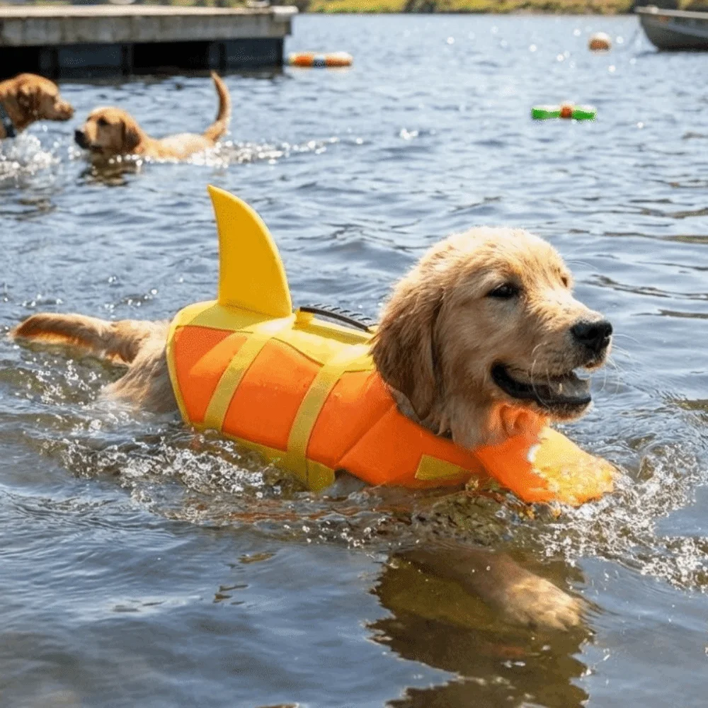 

Shark Shape Dog Life Vest Adjustable High Visibility Pet Life Jacket Tear-resistant Superior Buoyancy Safety Vests