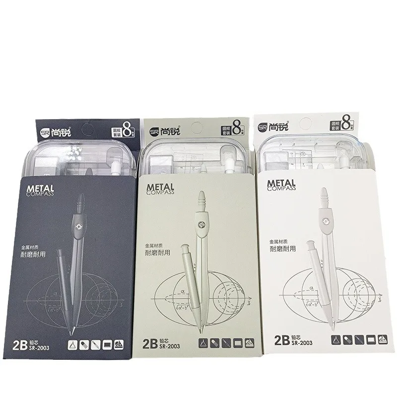 Set bussola Set multifunzionale da 8 pezzi Studenti delle scuole primarie Righello triangolare Righello dritto Goniometro Righello triangolare