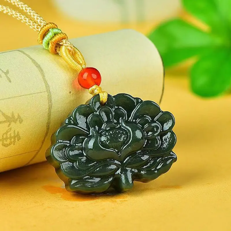 Sapphire Flowers Bloom Rich Jade Pendant Men's and Women's Ethnic Style