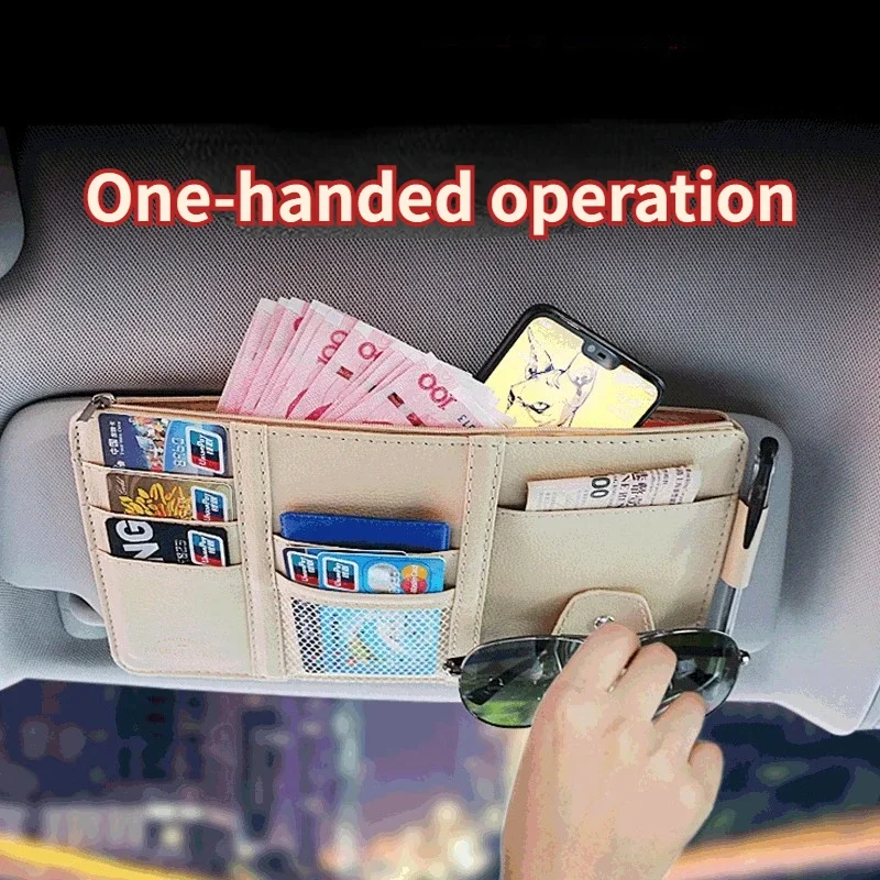 Car Organizer for Sun Visor Multi-pocket Zipper Auto Truck SUV Storage Pouch Bill Pen Card Glasses Holder Car Accessories Gadget