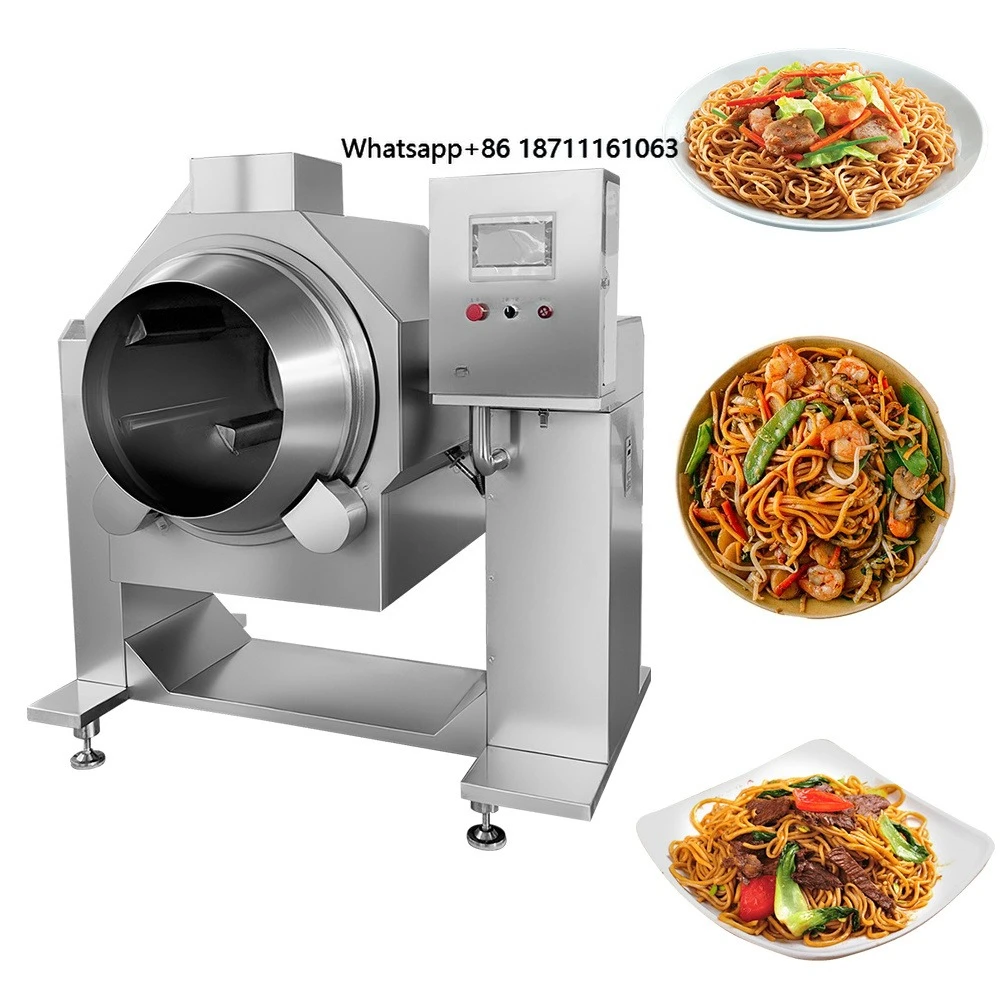 Olla Rotatoria Automatizada de Escala Industrial, Máquina Wok de Tambor Versátil para Procesamiento y Producción de Alimentos en Múltiples Escenarios