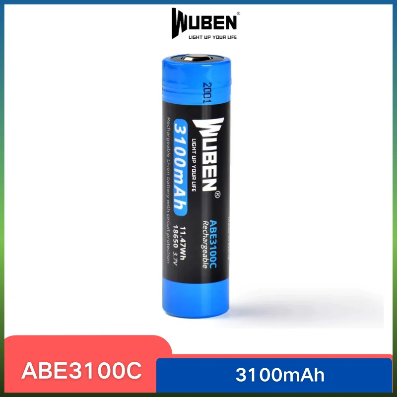 WUBEN ABE3100C 18650 3100mAH battery Rechargeable protected