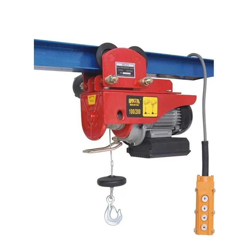 200kgs Lift Weight Electric Wire Rope Hoist With Manual Trolley