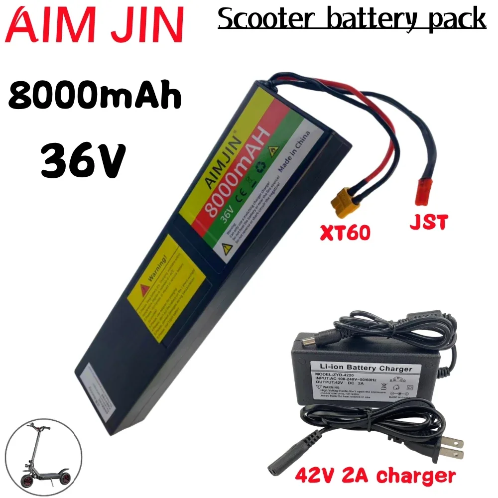 Batterie lithium-ion 36V 10s3p 8,0 Ah, connecteur JST + Count60, BMS intégré, adaptée au vélo électrique et au scooter