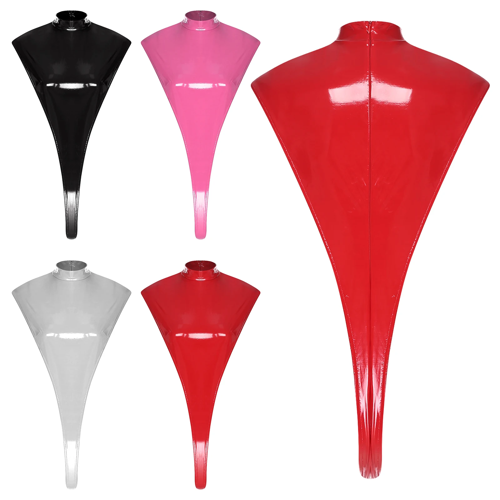 

Womens Sexy PU Leather High Cut Bodysuit One Piece Lingerie Wet Look Sleeveless Thong Leotard Jumpsuit for Nightclub Pole Dance