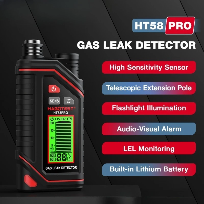 

HT58pro Combustible Gas Detector Handheld Profession Tester Portable Multi-functional Alcohol Gas Analyzer Electric Tester Tool