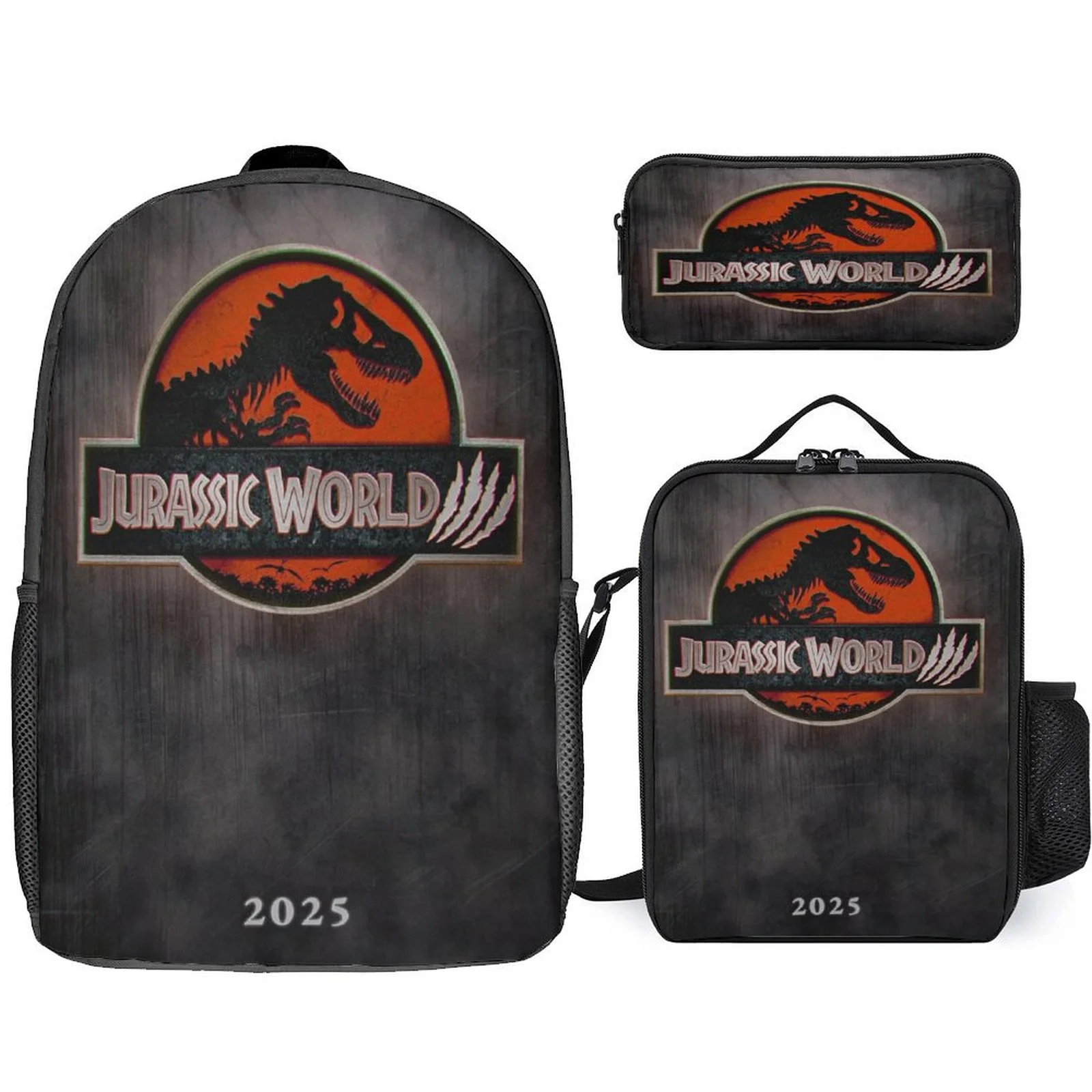 Fashion Jurassic World Multifunction Student Rucksack with Classic Lunch Tote Pencil Case 3 in 1 Backpack Set for Kid