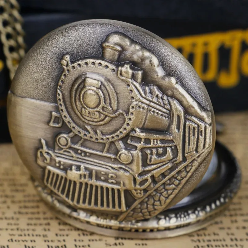 Punk Steamboat 3D Carving Pocket Watch Antique Retro Unisex Quartz Pendant With Chain Pocket&Fob Watches reloj de bolsillo