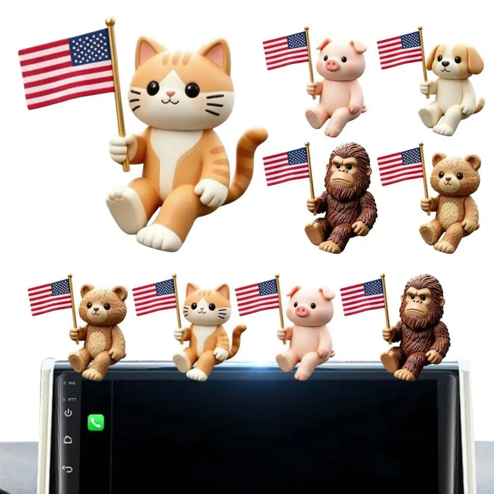 

Car Ornaments Cute Resin Interior Decoration Holding The American Flag Ornaments for Car Rearview Dashboard