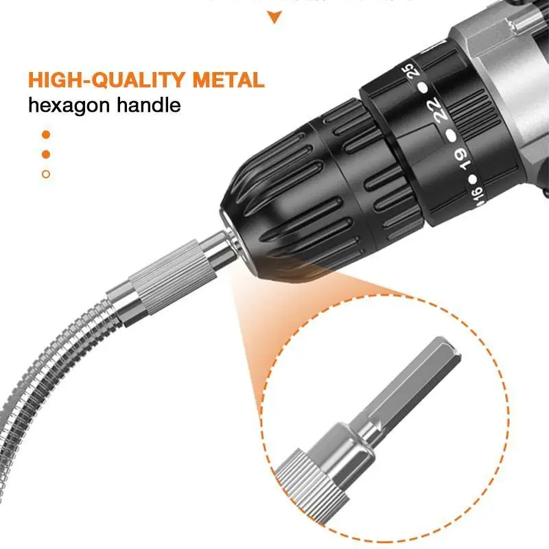 300 mm zilveren zeshoekige handgreep metalen universele flexibele as directionele schroevendraaieraansluiting verlengstang gereedschapsaccessoire
